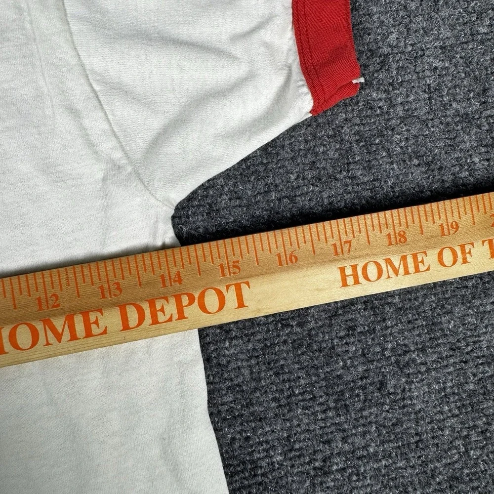 Vintage‎ 80s Kids La Petite Academy Pep Club White Red Ringer T-Shirt Small